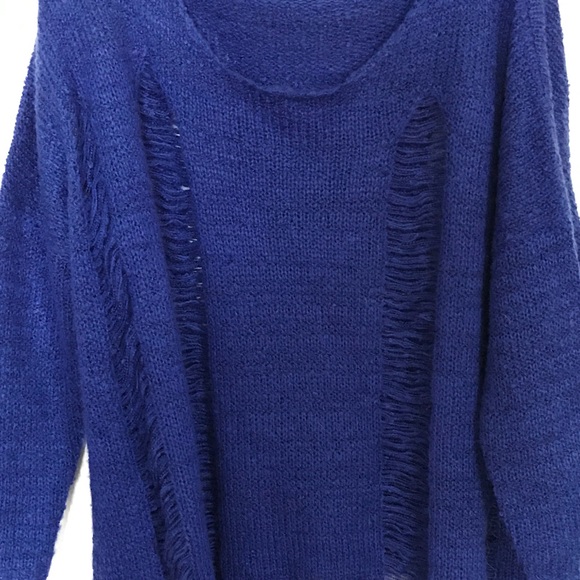 EUC Like New Nasty Gal Distressed Sweater in Blue - Picture 4 of 5